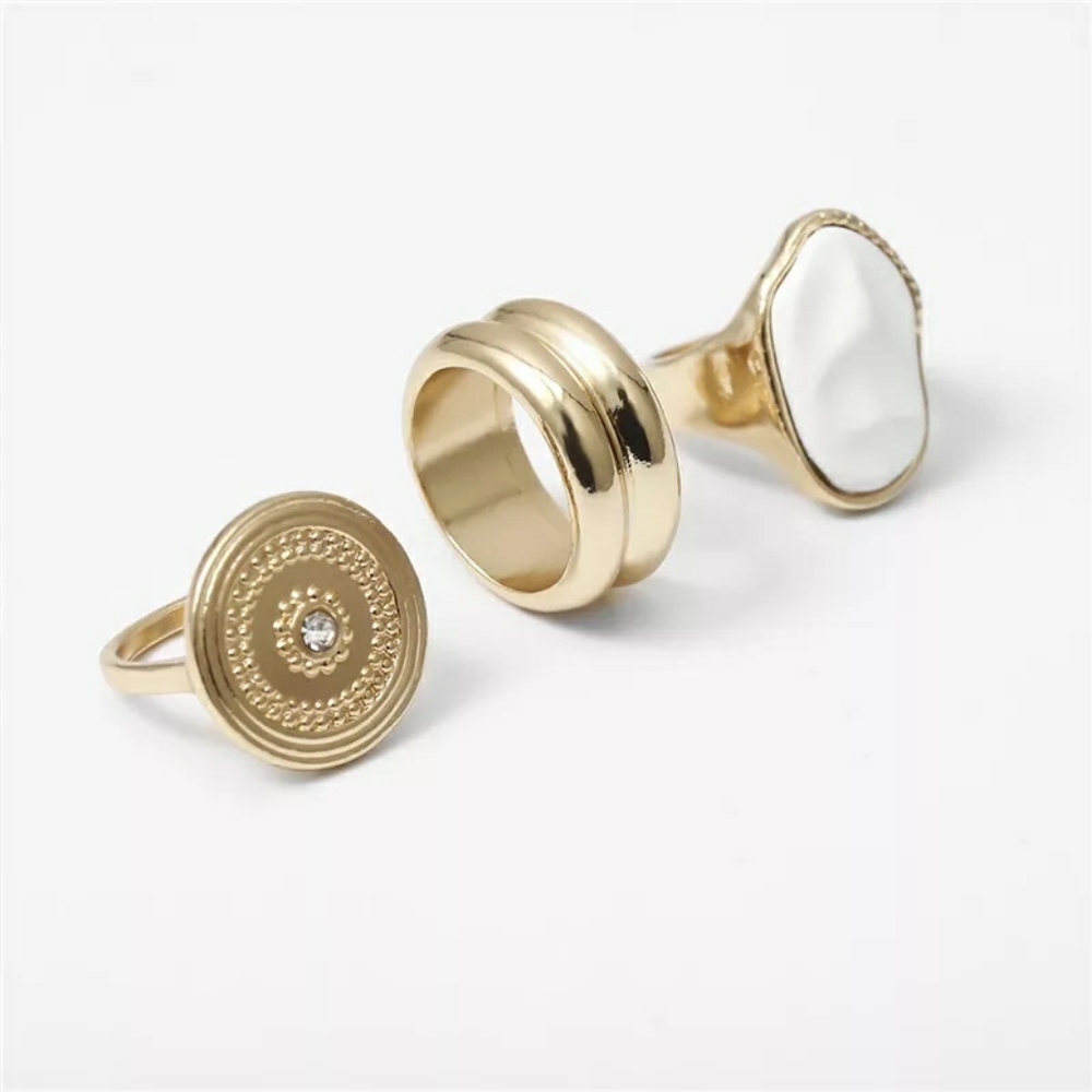 RETRO GEOMETRIC RING SET 3 Piece